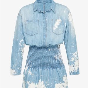 Ser.o.ya Denim Jean Mini Dress, Bleached Ruffle (Olympia) Small